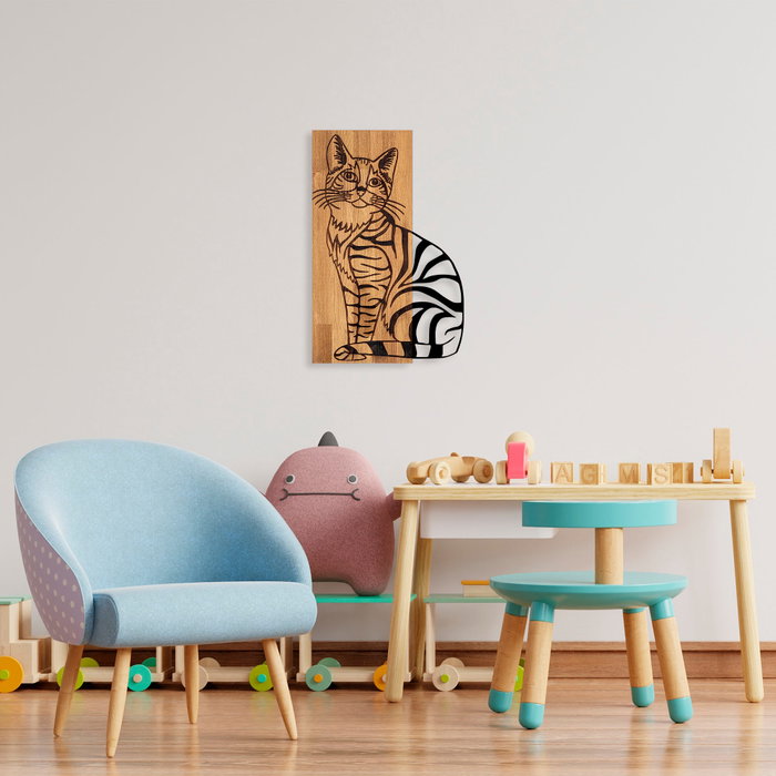 Wallity Cat 10 Accesorio decorativo de pared de madera y metal